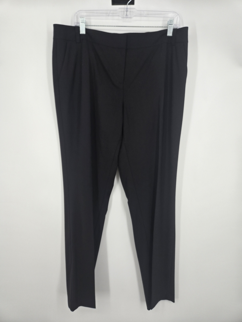Eileen Fisher Black Straight Leg Crepe Trousers Size 16 (7864)